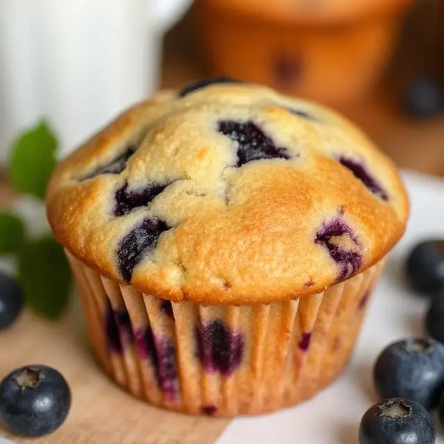 A delicious blueberry muffin.