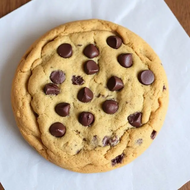 A large chocolate chip cookie.