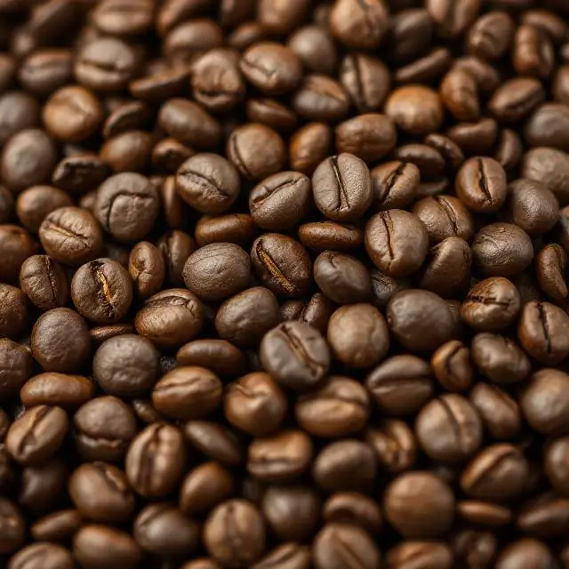 A close-up of freshly roasted specialty-grade Arabica coffee beans.