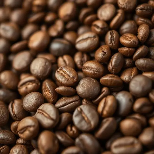 A close-up of high-quality, freshly roasted coffee beans.