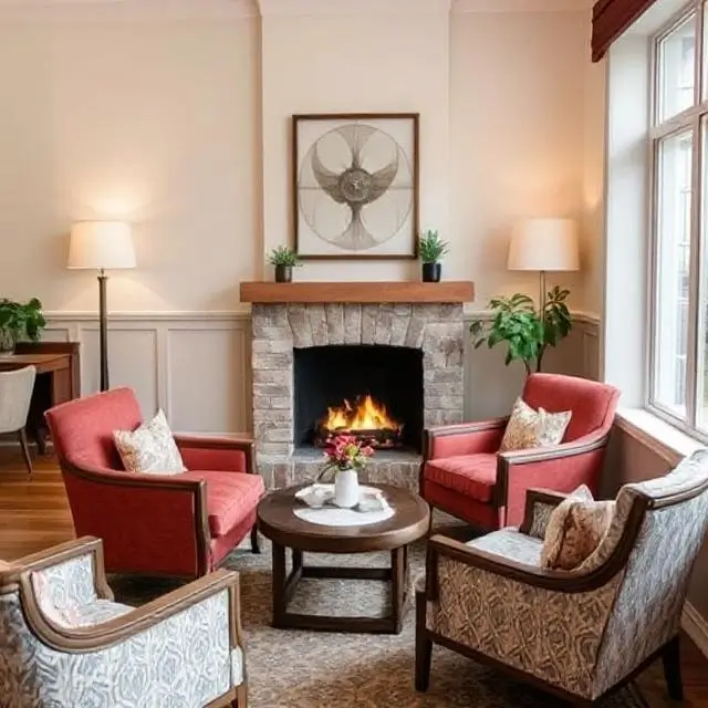 A cozy seating area with comfortable armchairs.