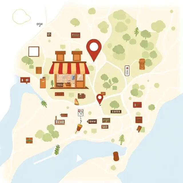 A stylized map showing the location of the coffee shop.