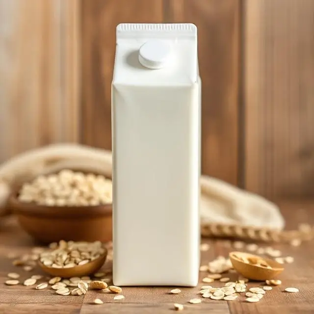 A carton of creamy oat milk.