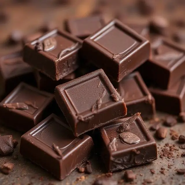 Pieces of high-quality dark chocolate.