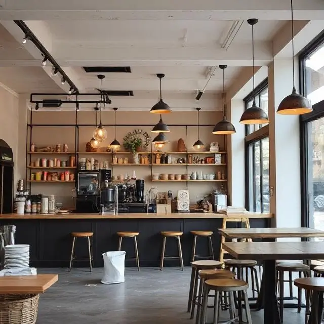 The interior of the coffee shop under construction.